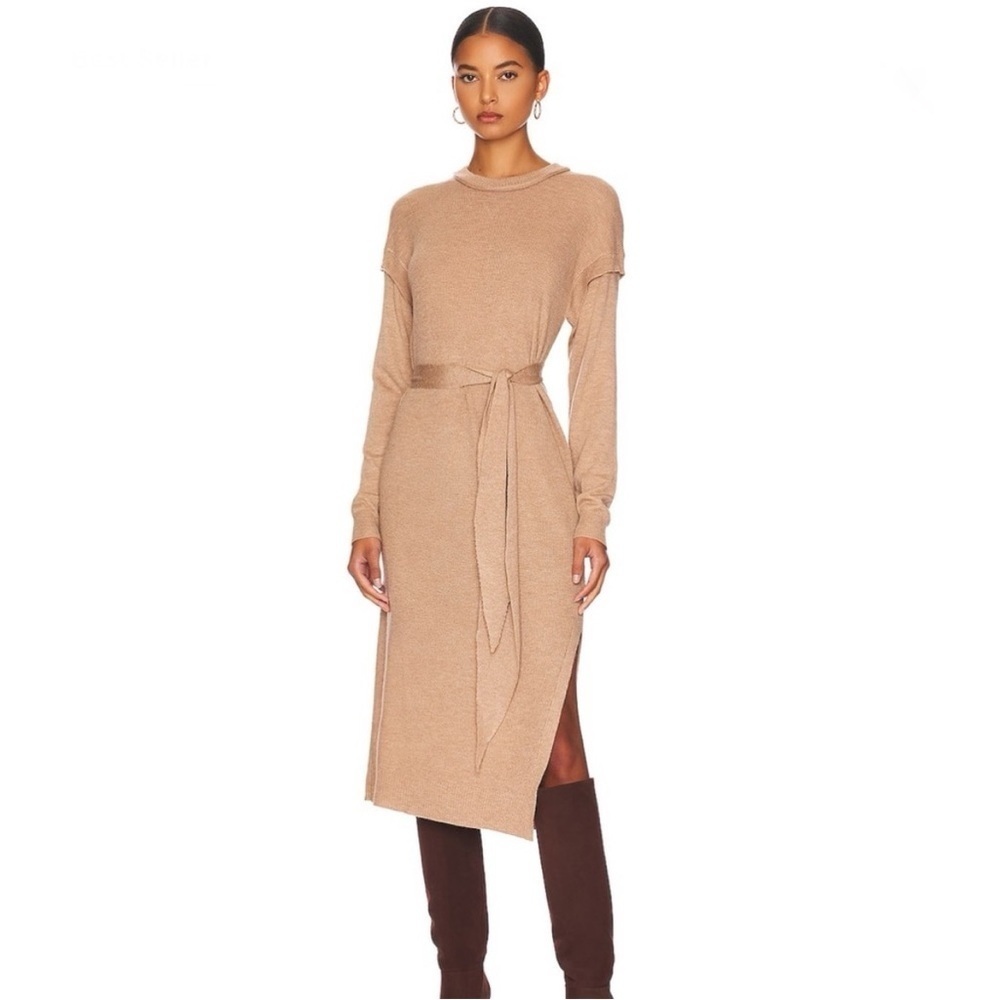 🆕 HEARTLOOM MIDI Dress,  Camel coloured, Long Sleeve, size Large